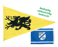 Bootsflagge ca.30x45 viereckig - Band weiss -  oben Schlaufe & unten Band