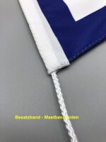 Bootsflagge ca.30x45 viereckig - Band weiss -  oben Schlaufe & unten Band