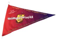 Bootswimpel ca.45x60 dreieckig - Band weiss - oben & unten Band