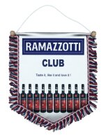 Stammtisch-Wimpel / Tischwimpel Fünfeck XL ca. 20 x 26cm Fransen Navy-Blau mit Wimpelständer Holz ca. 42cm